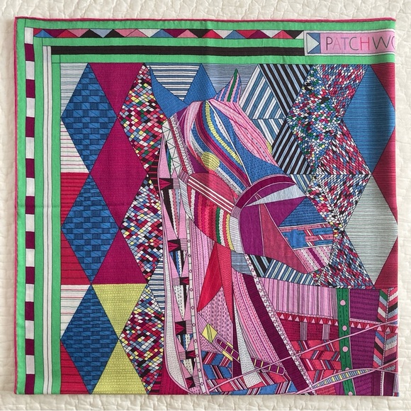 NWT Hermes Patchwork Horse Cashmere Silk Shawl Scarf - Picture 9 of 16